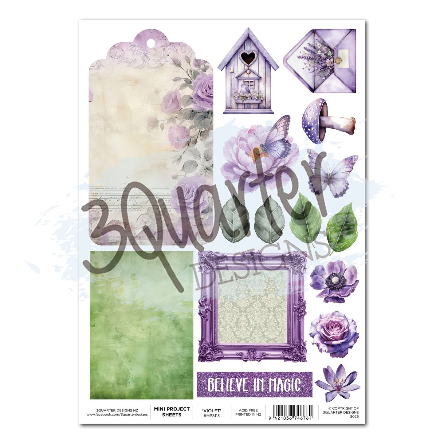 3Quarter Designs Mini Project Sheet - Violet Dreams