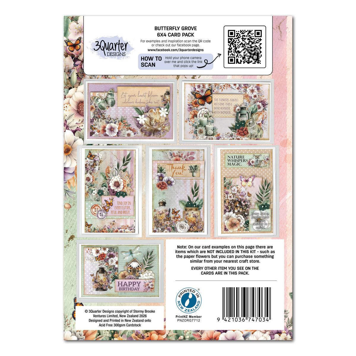 3Quarter Designs 6x4 Card Making Pack- Butterfly Grove