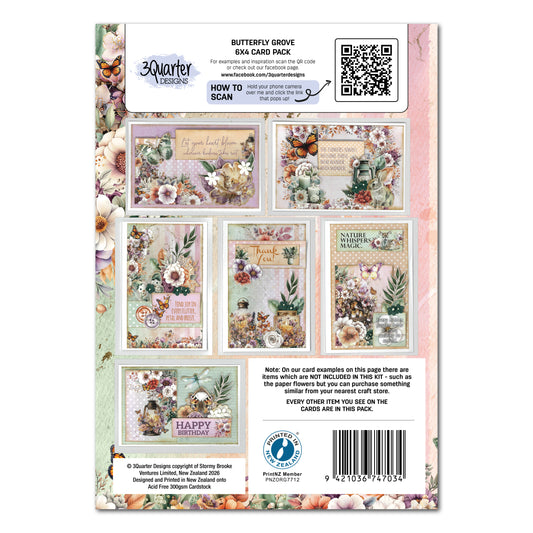 3Quarter Designs 6x4 Card Making Pack- Butterfly Grove