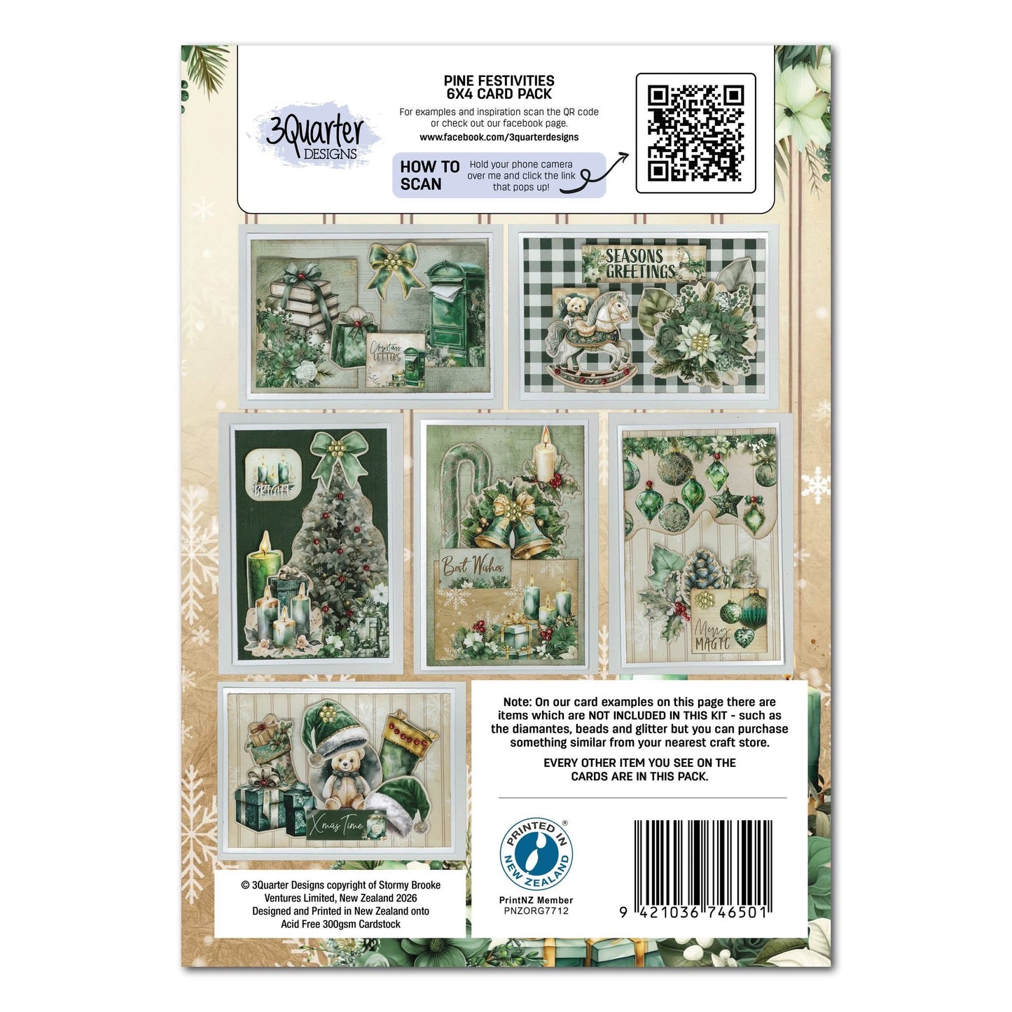 3Quarter Designs 6x4 Card Making Pack - Pine Festivities
