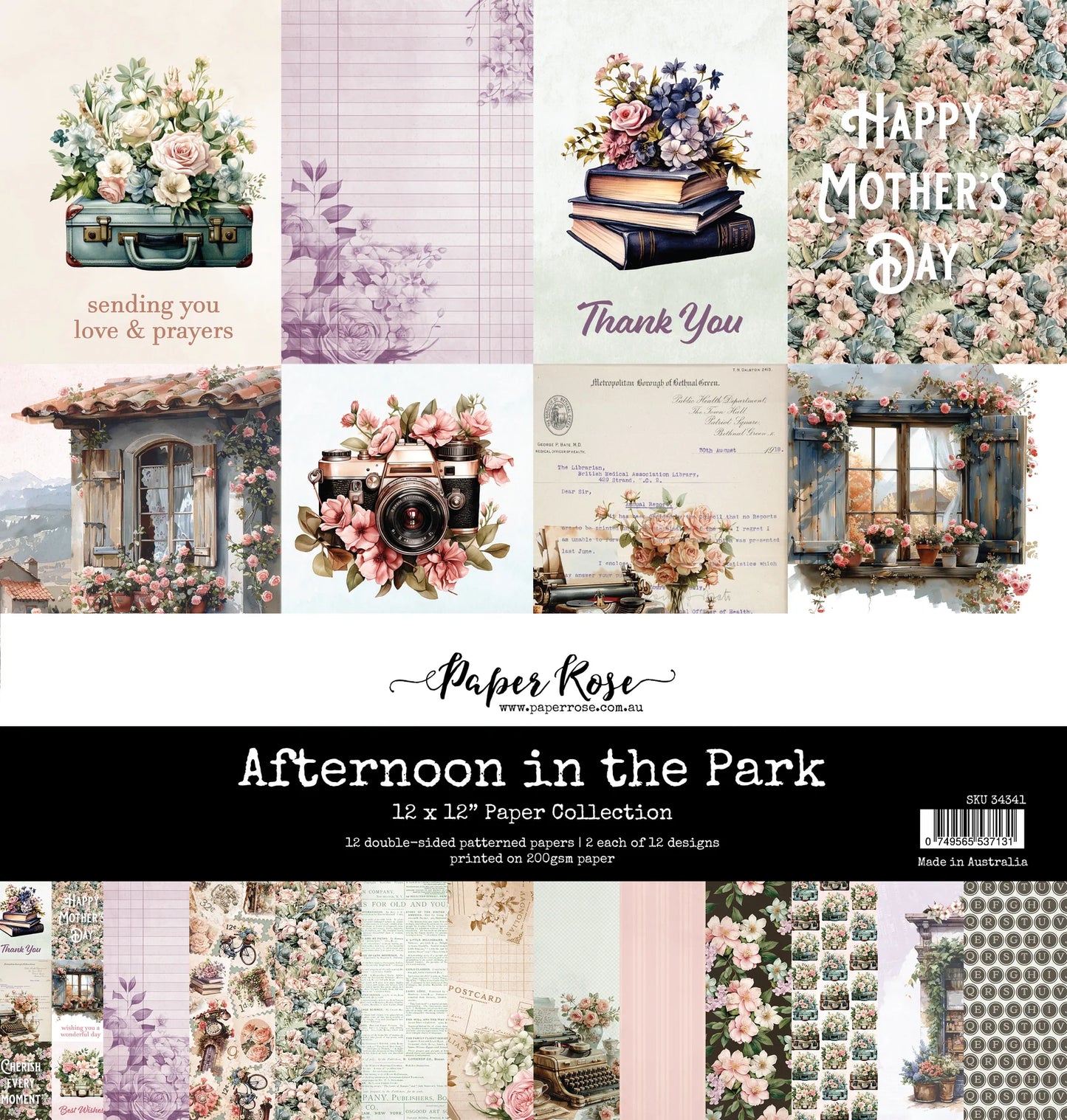 Paper Rose Studio 12x12 Double Sided Paper Pack - Afternoon in the Park