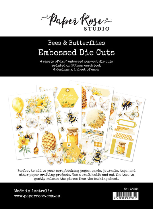 Paper Rose Studio Embossed Die Cuts- Bees & Butterflies