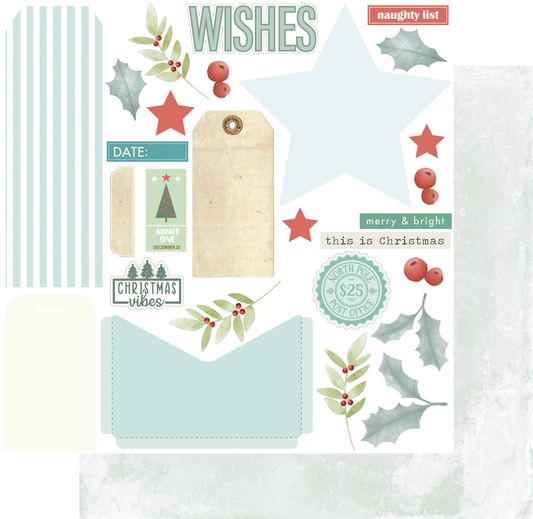 Uniquely Creative 12x12 Double Sided Paper- Mint & Mistletoe- Bright- Page on a Page.