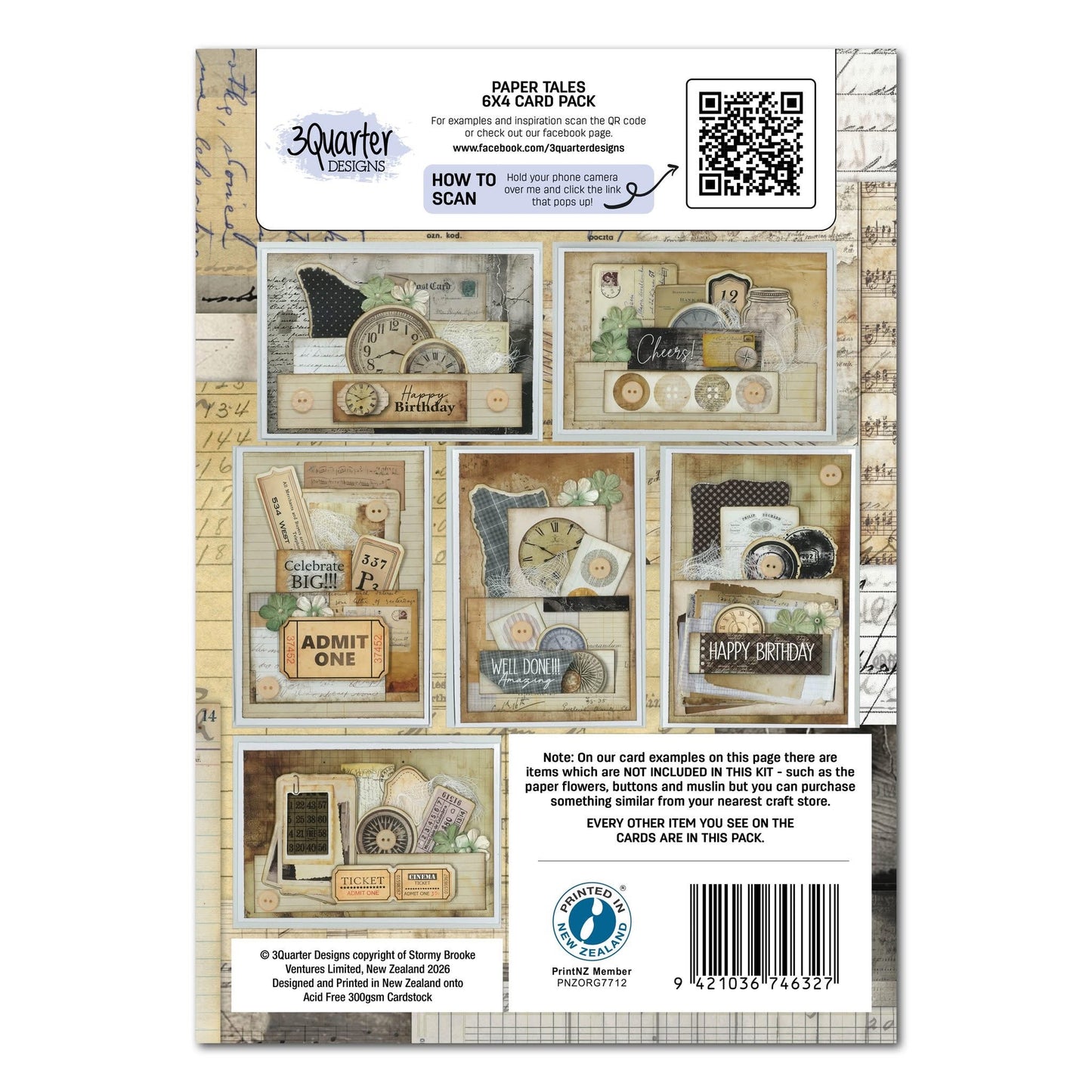 3Quarter Designs 6x4 Card Making Pack - Paper Tales