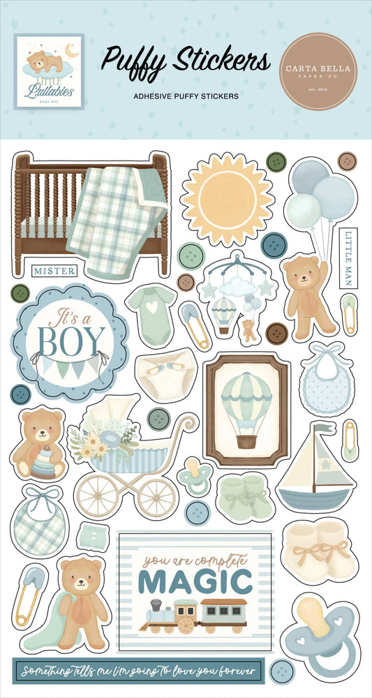 Carta Bella Little Lullabies Puffy Stickers- Baby Boy
