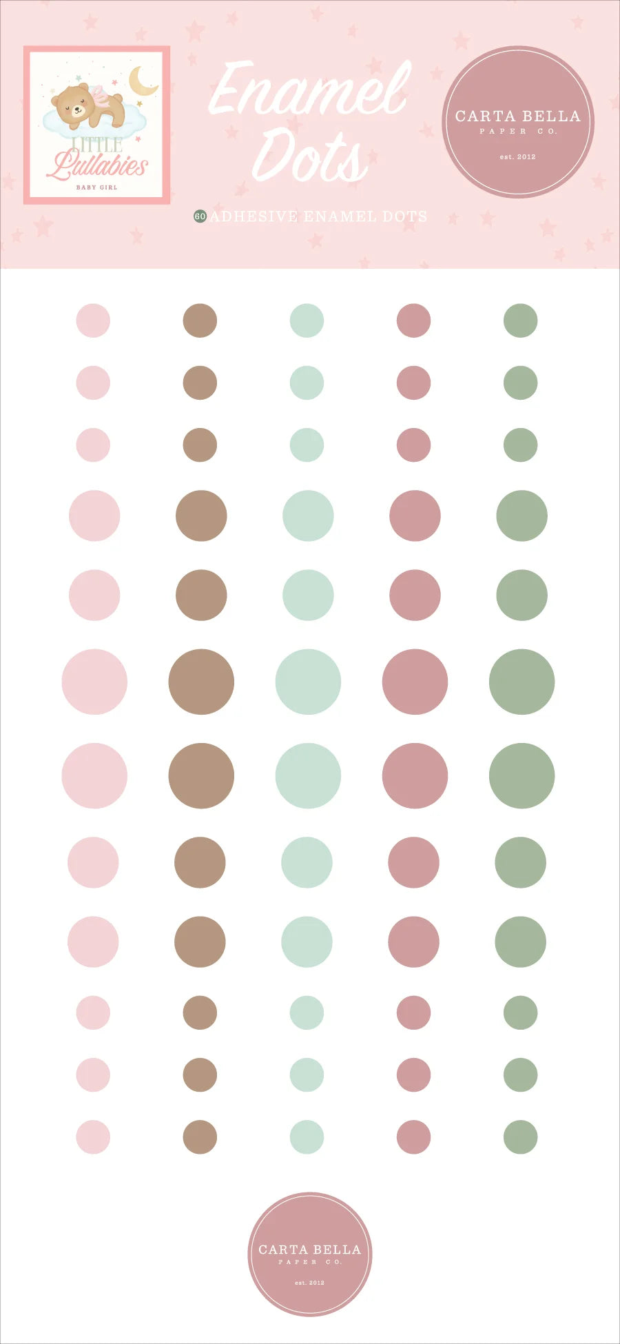 Carta Bella Embellishments -Little Lullabies Baby Girl Enamel Dots
