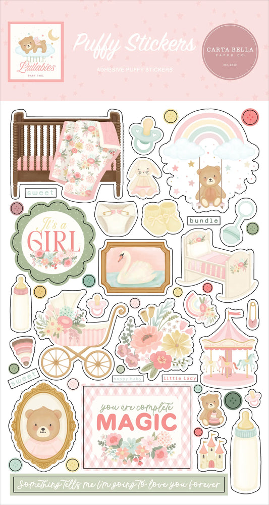 Carta Bella Puffy Stickers- Little Lullabies Baby Girl