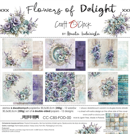 Craft O'Clock 12x12 Double Sided Paper Pack - Flowers of Delight