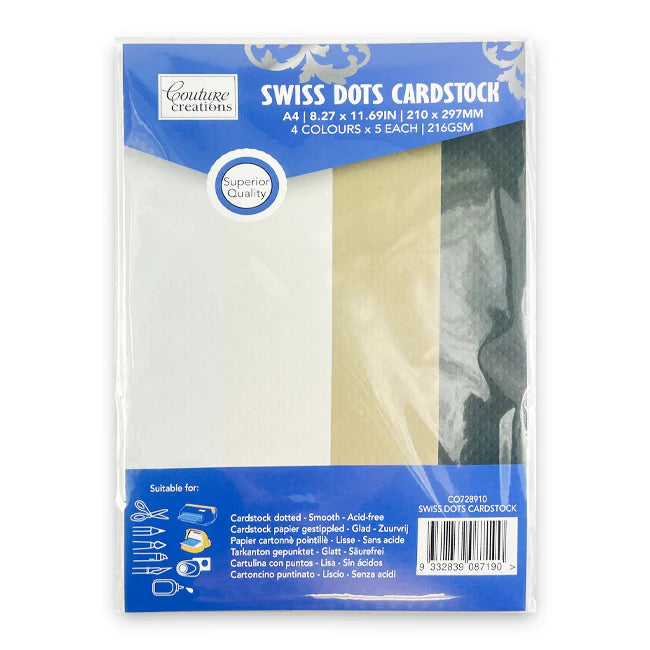 Couture Creations A4 Swiss Dots Cardstock 20 pk