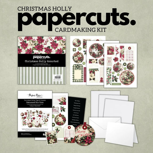 Paper Rose Studio Papercuts Card Making Kit- Christmas Holly