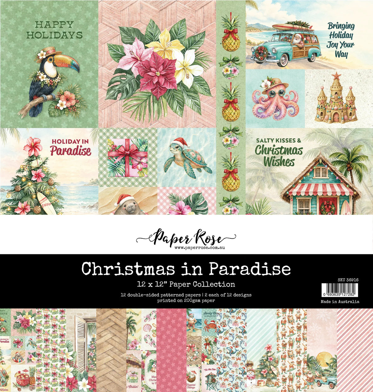 Paper Rose Studio 12x12 Double Sided Paper Pack - Christmas in Paradise