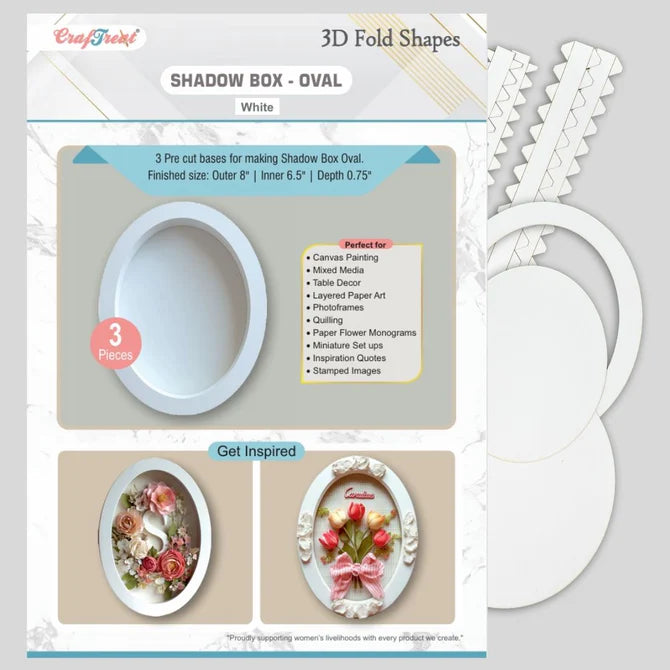 CrafTreat 3D Fold Shapes- Shadow Box- Oval