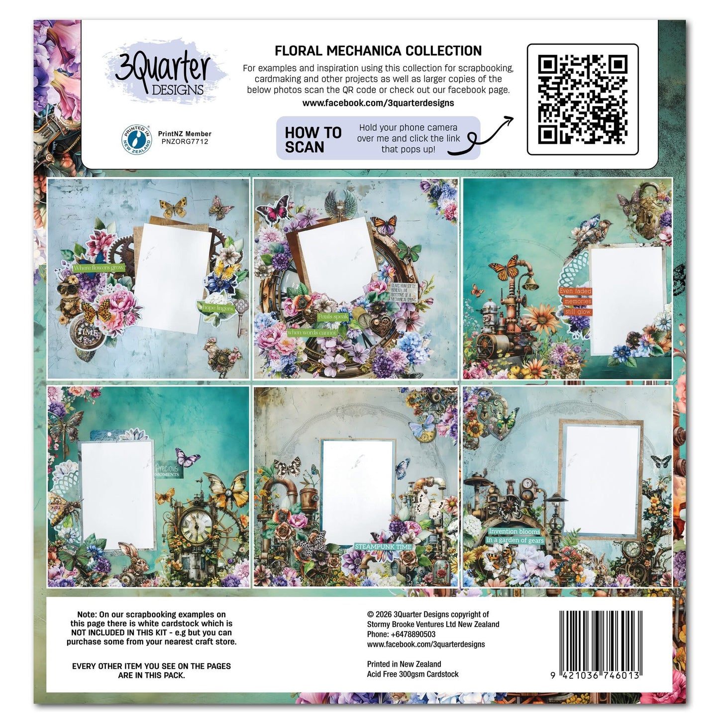3Quarter Designs Designer Paper & Diecuts Set- Floral Mechanica