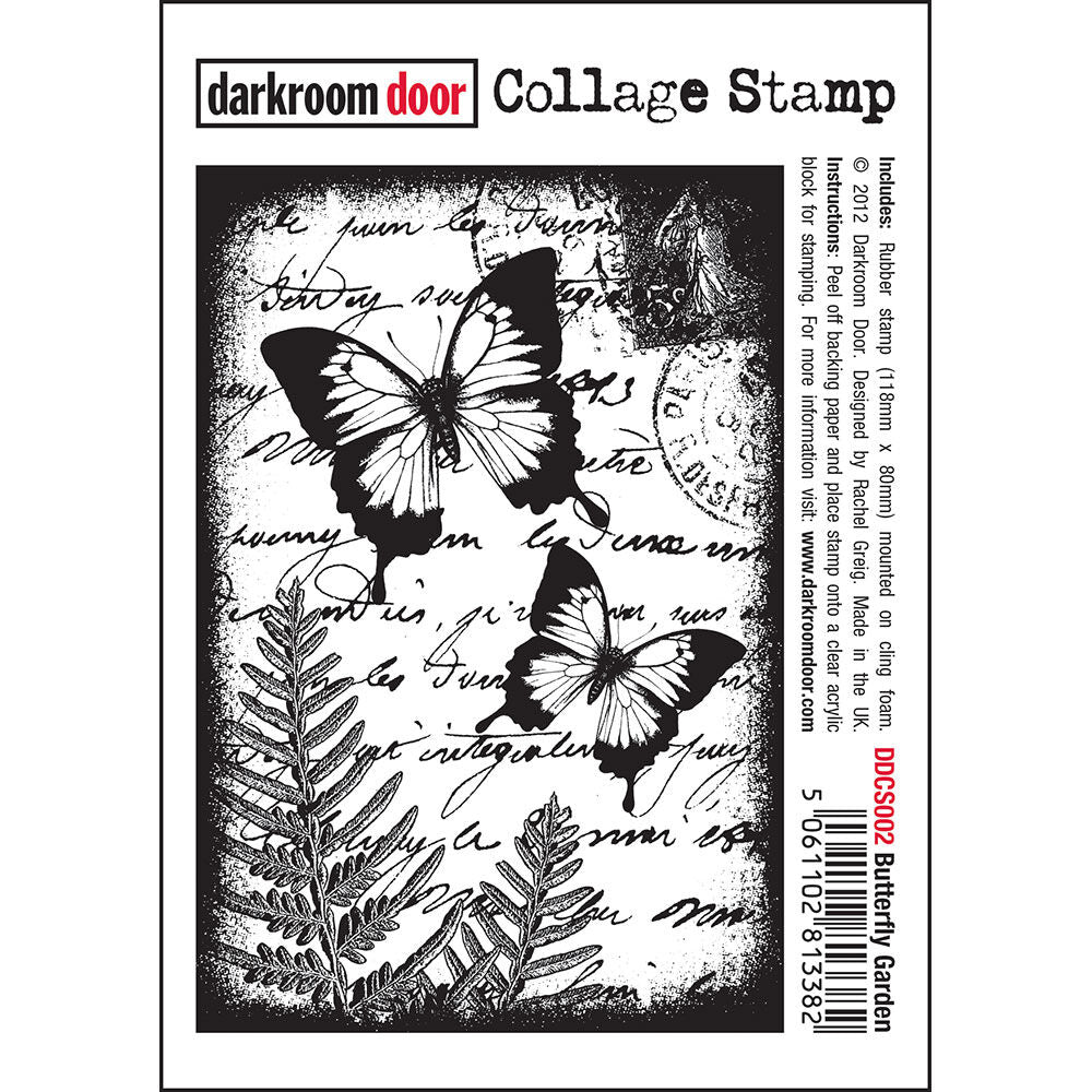 Darkroom Door Collage Rubber Stamp- Butterfly Garden