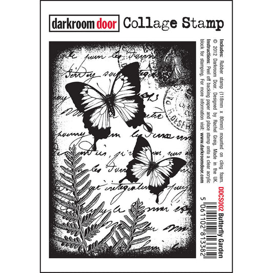 Darkroom Door Collage Rubber Stamp- Butterfly Garden