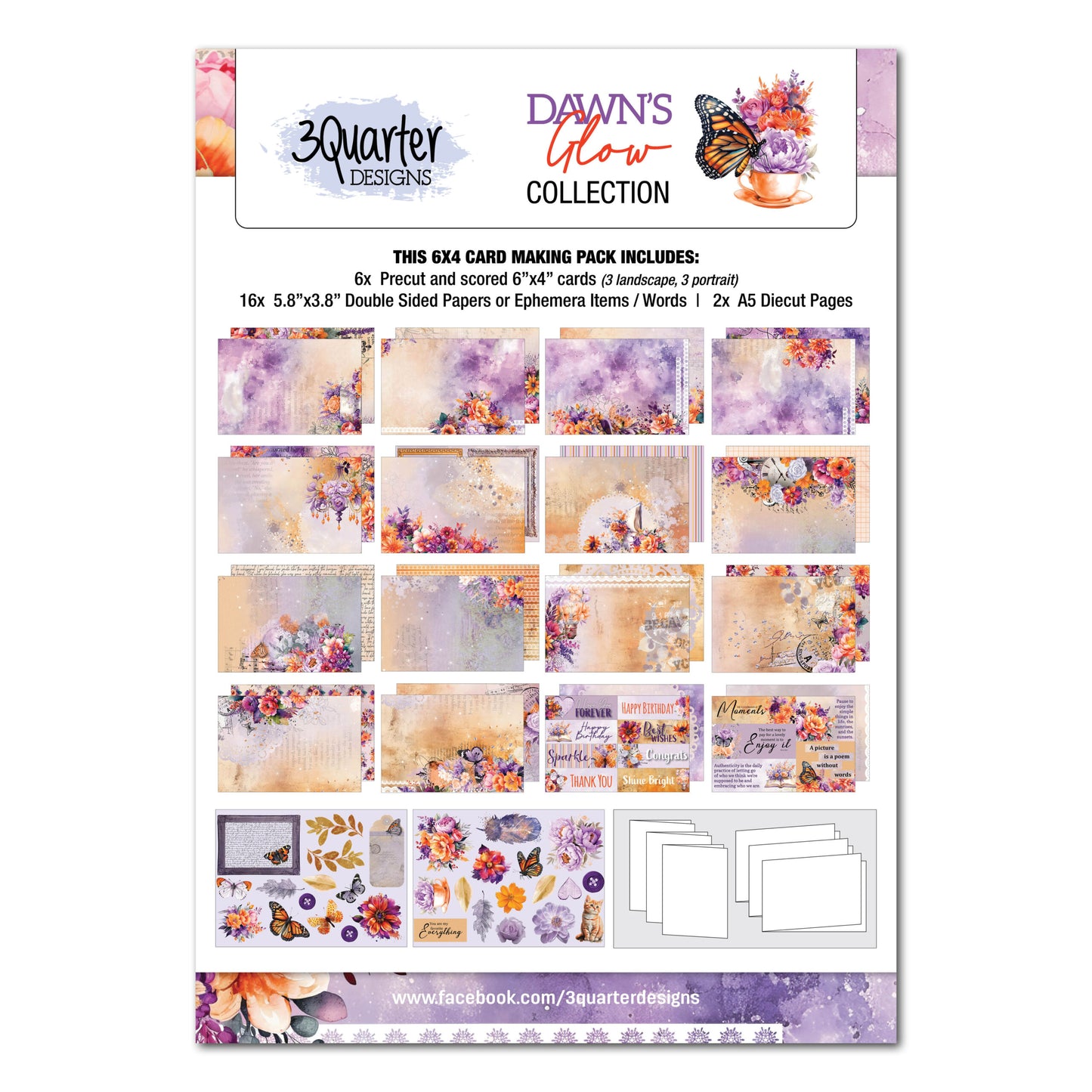 3Quarter Designs 6x4 Card Making Pack- Dawn's Glow