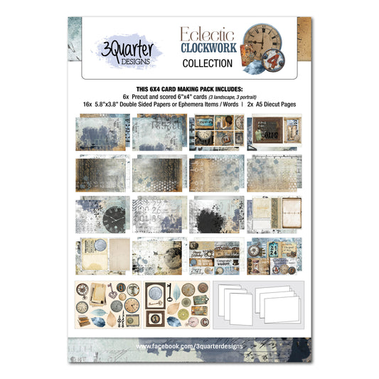 3Quarter Design 6x4 Card Making Pack - Eclectic Clockwork Collection