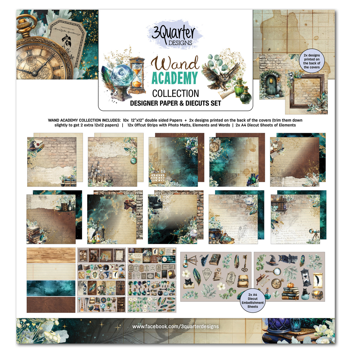 3Quarter Designs Designer Paper & Diecuts Set- Wand Academy