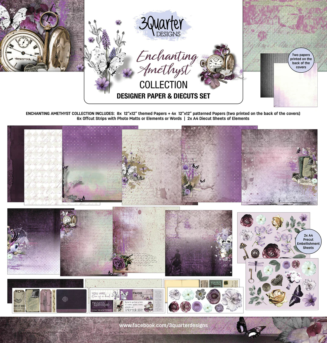 3 Quarter Designs Paper & Chipboard Collections - Enchanting Amethyst