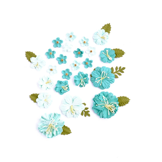 Kaisercraft Handmade Flowers -35 pcs- Turquoise