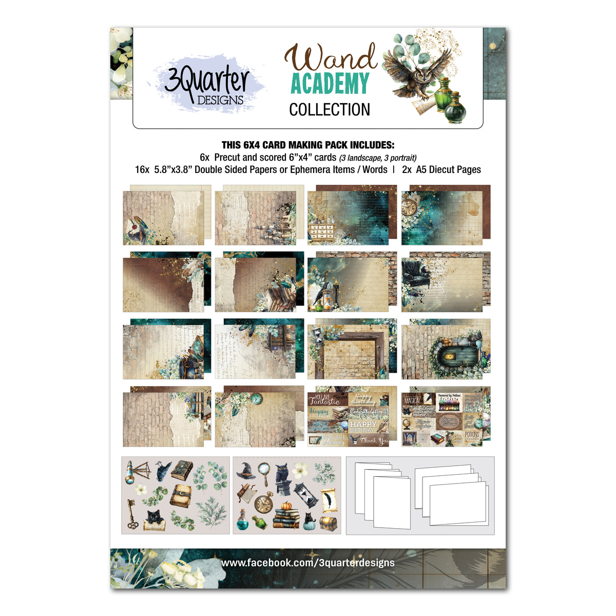3Quarter Designs 6x4 Card Making Pack - Wand Academy