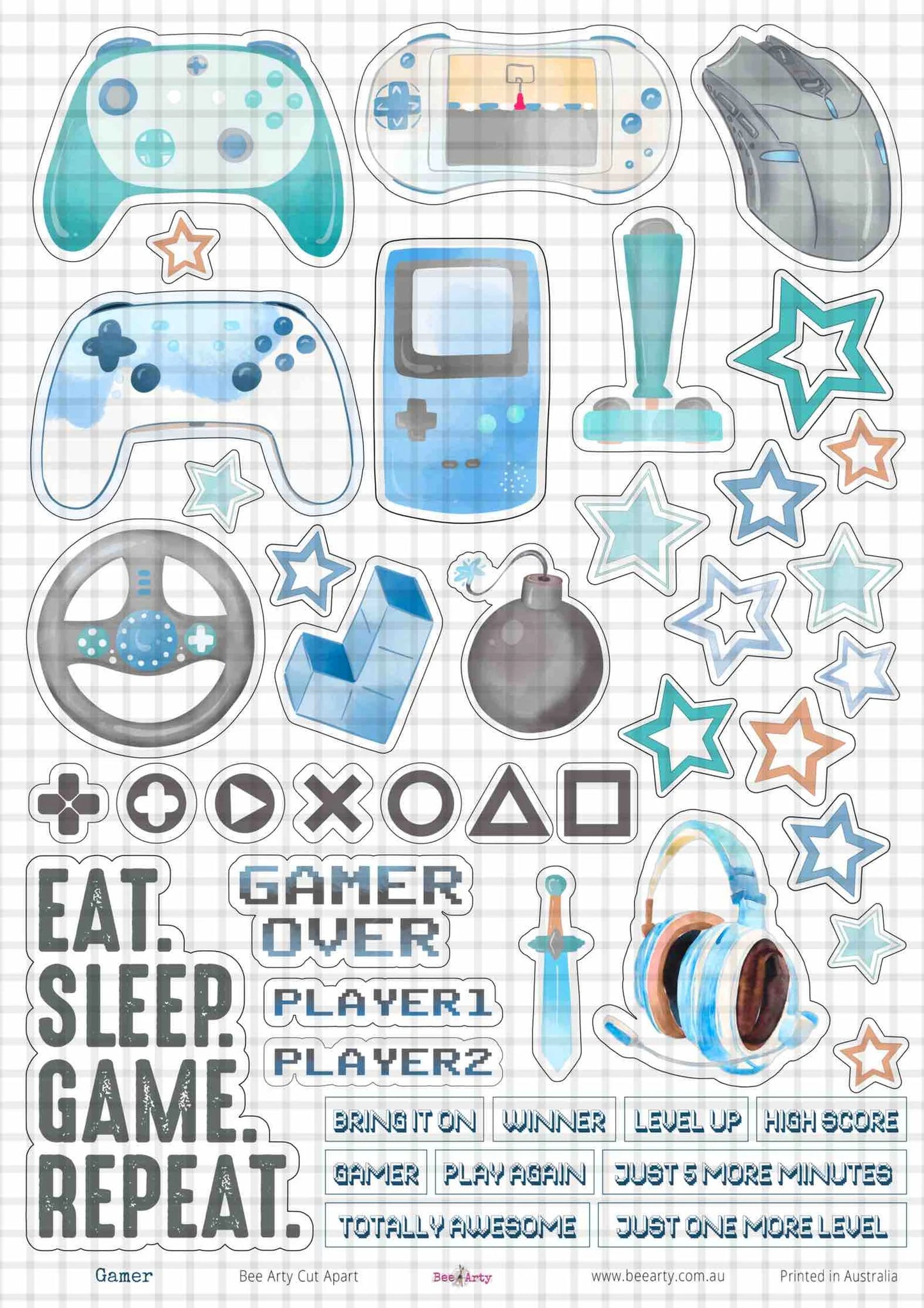 Bee Arty A4 Cut Apart Sheet - Gamer