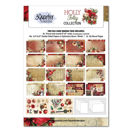 3Quarter Designs 6x4 Card Making Kit- Holly Jolly