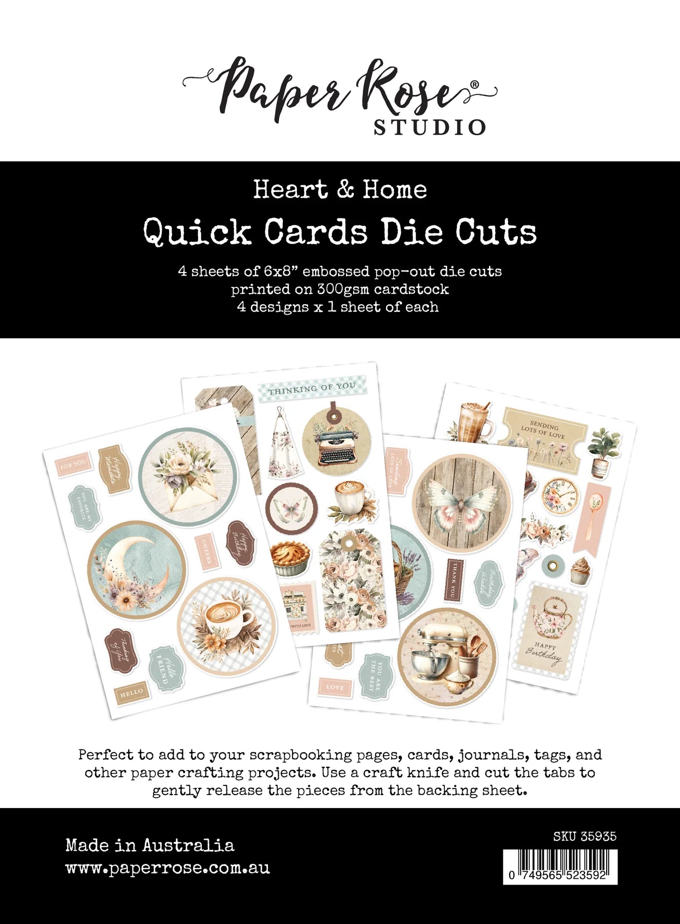 Paper Rose Studio Quick Cards Die Cuts- Heart & Home