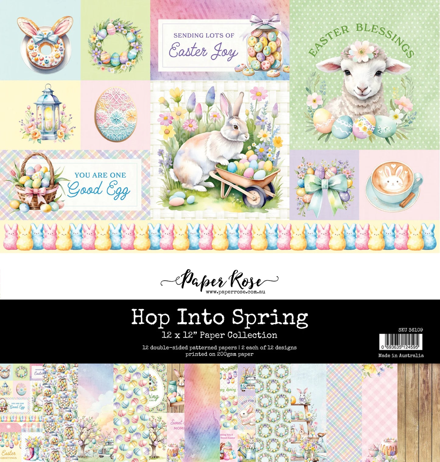 Paper Rose Studio 12x12 Double Sided Paper Pack - Hop Into Spring
