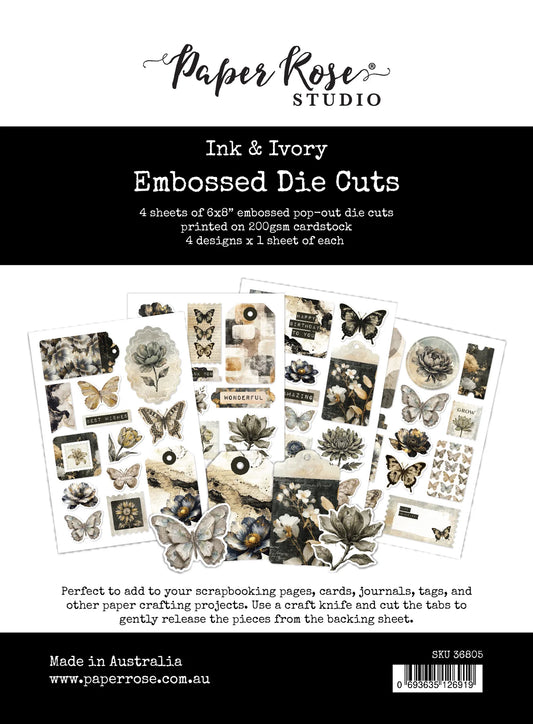Paper Rose Studio Embossed Die Cuts- Ink & Ivory