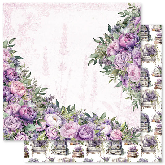 Paper Rose Studio 12x12 Double Sided Paper -Lavender & Roses - B