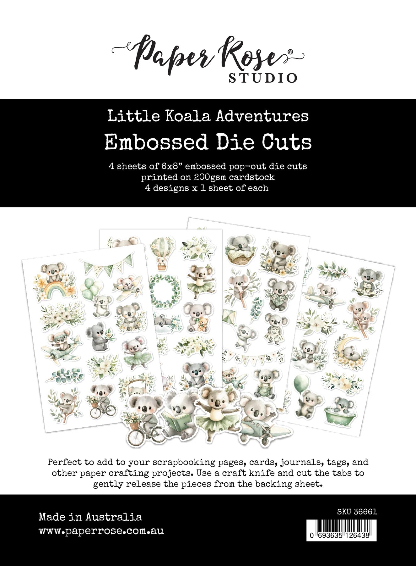Paper Rose Studio Embossed Die Cuts- Little Koala Adventures