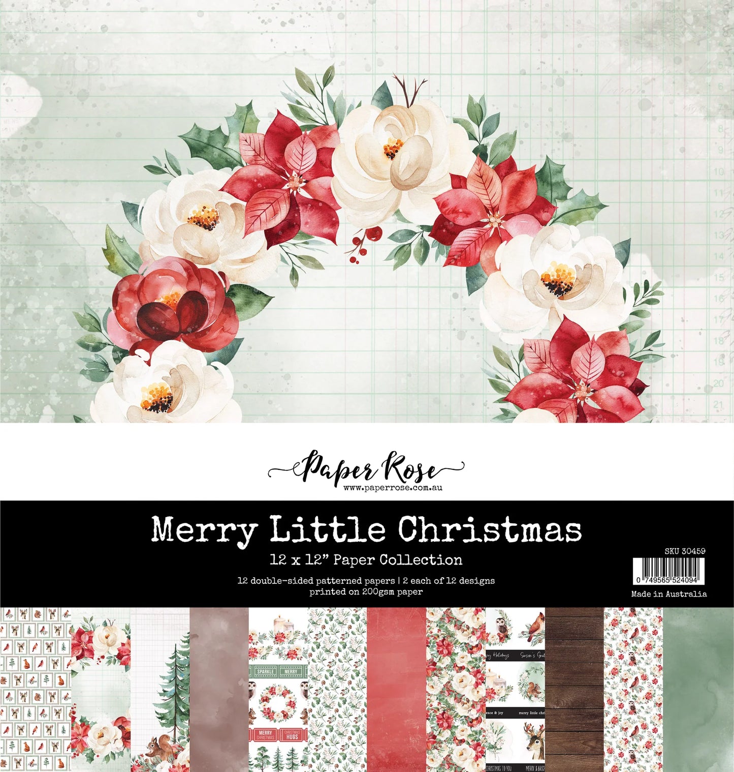 Paper Rose 12x12 Double Sided Paper Pack - Merry Little Christmas