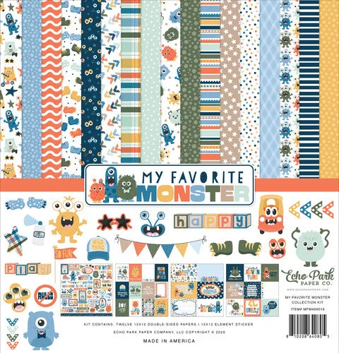 Echo Park 12x12 Double Sided Paper Pack - My Favorite Monster