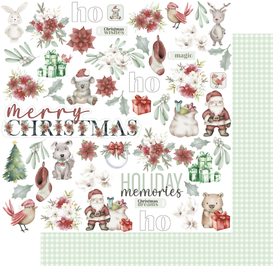 Uniquely Creative 12x12 Double Sided Paper - Mint & Mistletoe- Merry Memories- Fussy Cuts