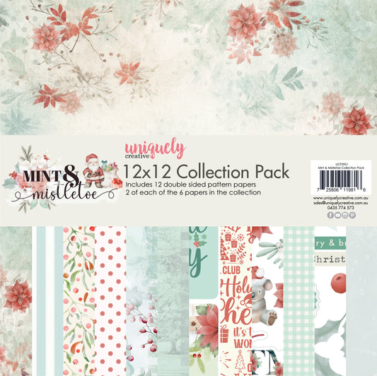 Uniquely Creative 12x12 Paper Pack- Mint & Mistletoe