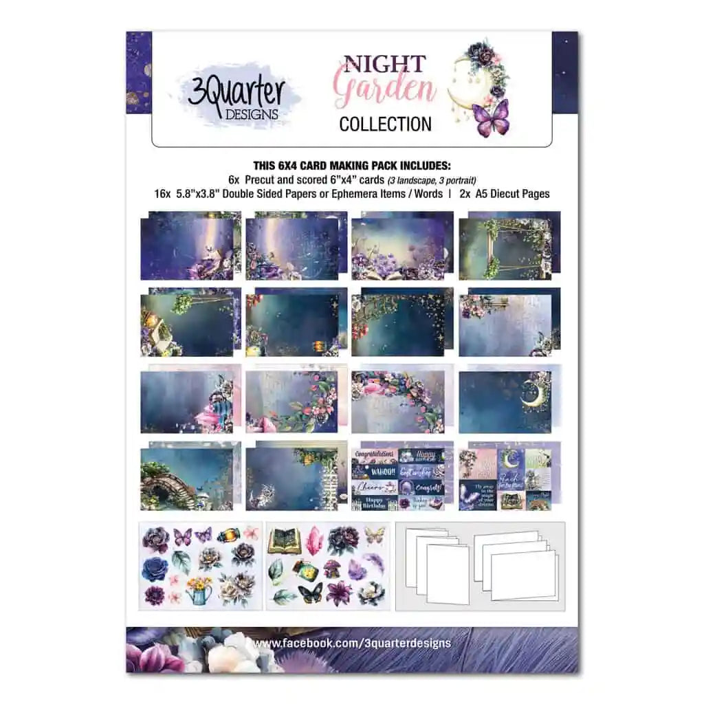 3Quarter Designs 6x4 Card Making Pack - Night Garden