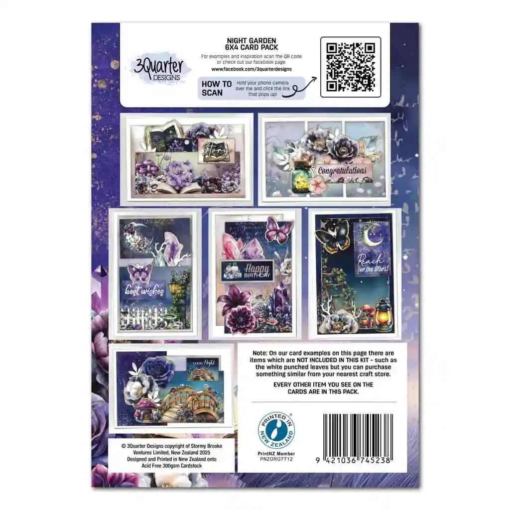3Quarter Designs 6x4 Card Making Pack - Night Garden