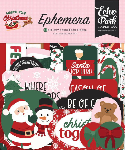 Echo Park Ephemera Pack - North Pole Christmas 33 pcs