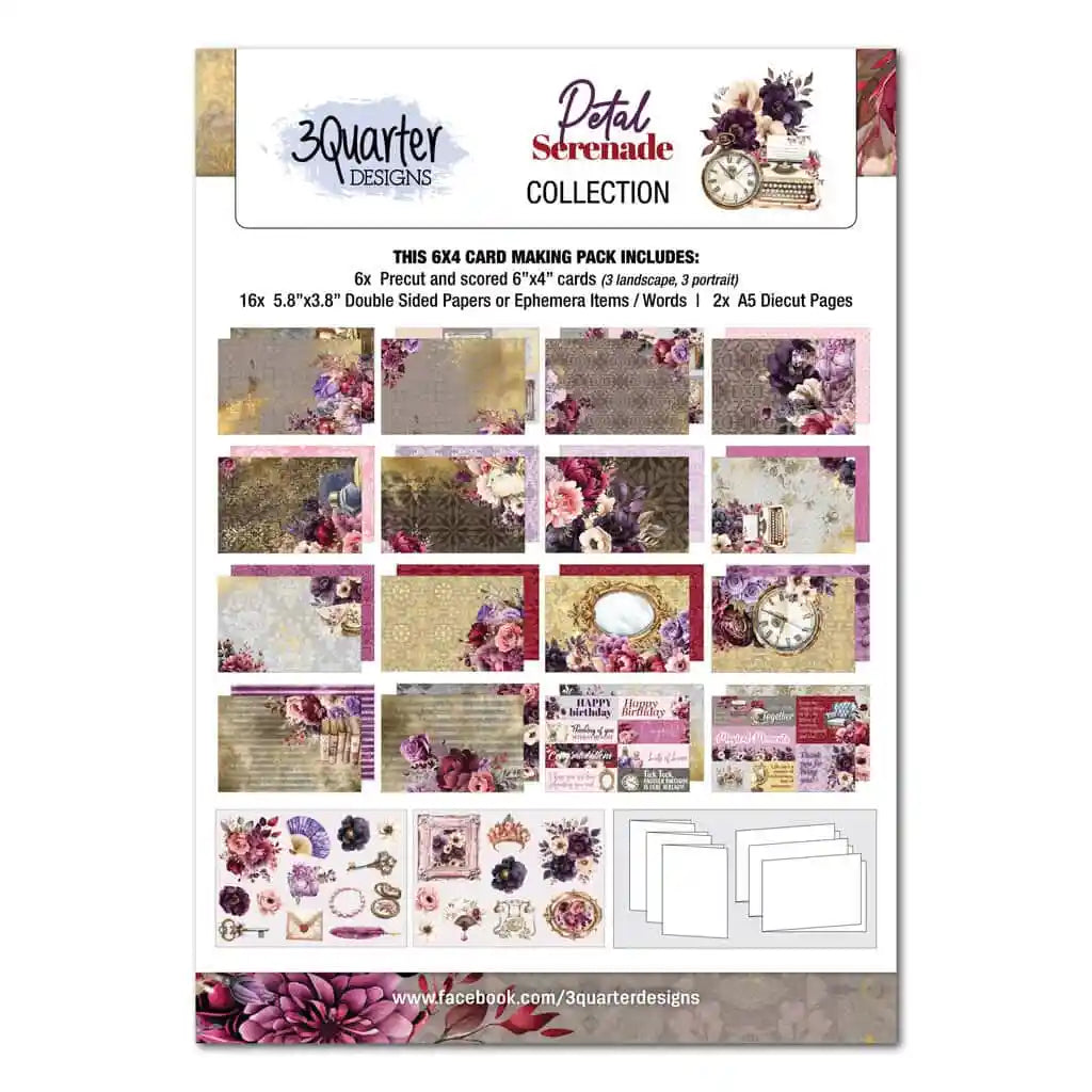3Quarter Designs 6"x4" Card Making Pack - Petal Serenade