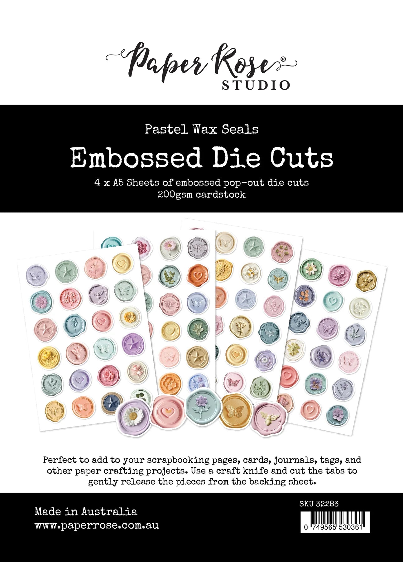 Paper Rose Studio Embossed Die Cuts - Pastel Wax Seals