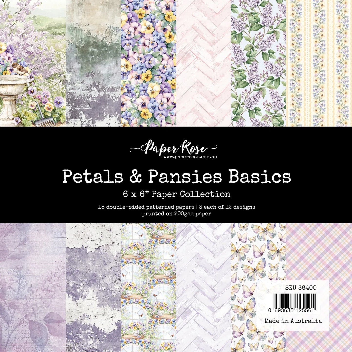 Paper Rose Studio 6x6 Paper Pack - Petals & Pansies Basics