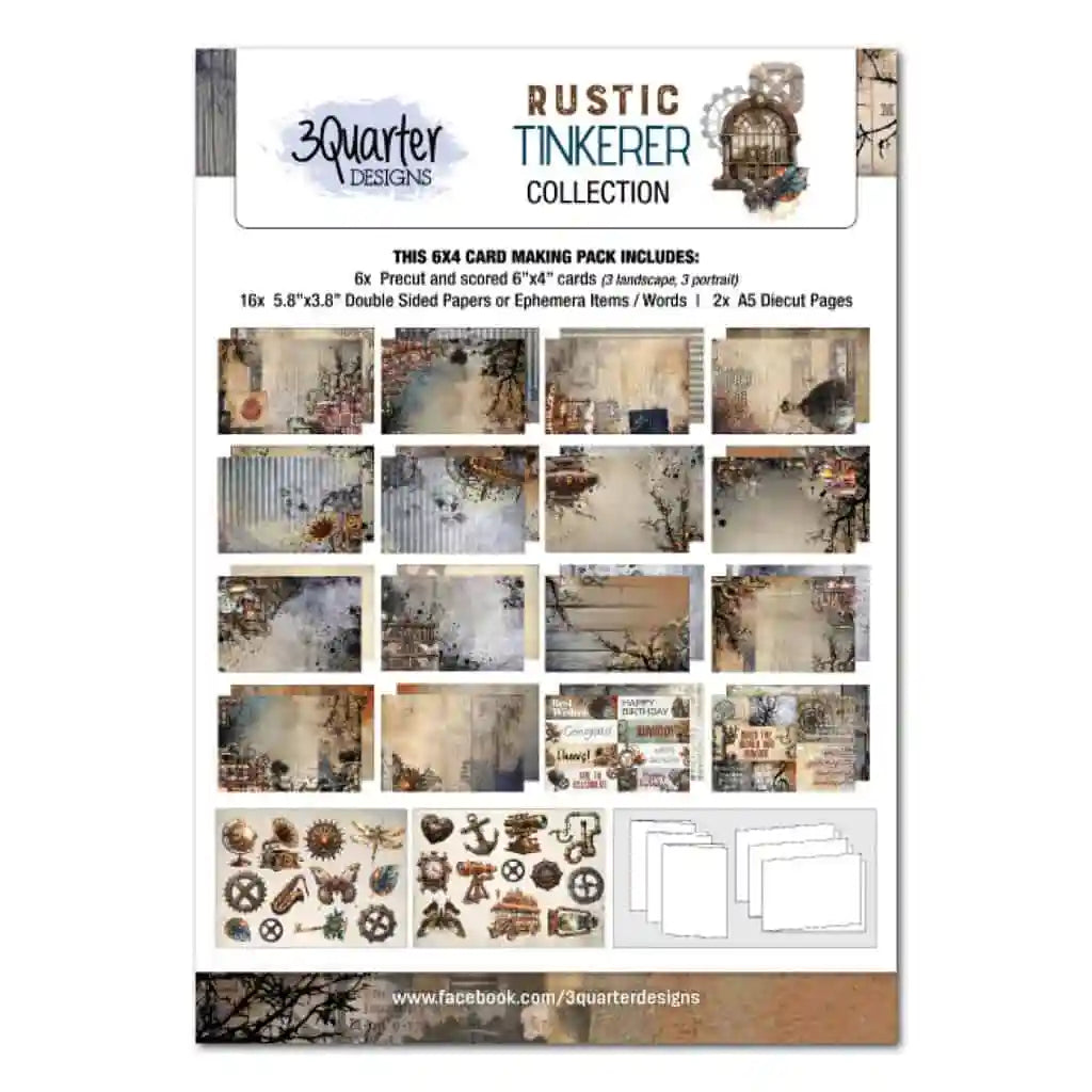 3Quarter Designs 6x4 Card Making Pack- Rustic Tinkerer