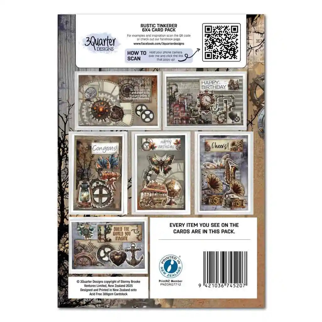 3Quarter Designs 6x4 Card Making Pack- Rustic Tinkerer