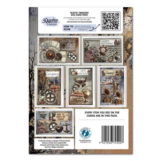 3Quarter Designs 6x4 Card Making Pack- Rustic Tinkerer