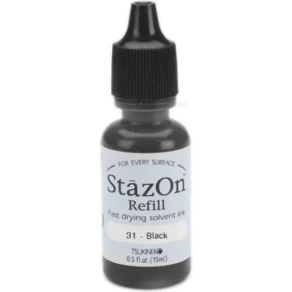 Tsukineko Staz On Ink Refill- Jet Black