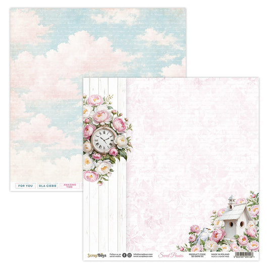ScrapBoys 12x12 Double Sided Paper- Sweet Peonies- 01