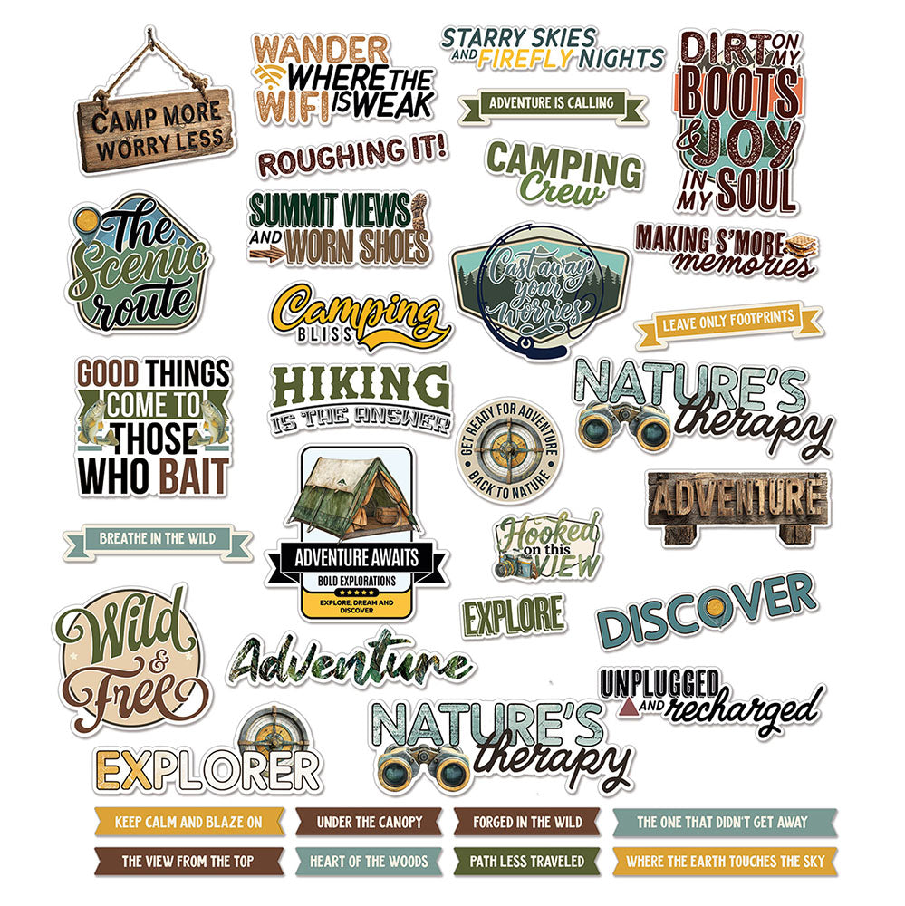 49 and Market Embellishments- Chipboard Sentiments- Campfire Memories