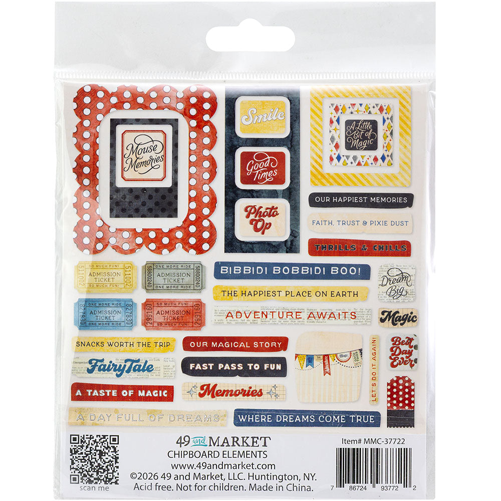 49 and Market Embellishments- Chipboard Elements- Mouse & Co 34 pcs