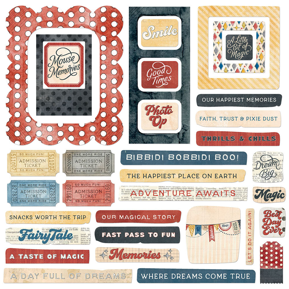 49 and Market Embellishments- Chipboard Elements- Mouse & Co 34 pcs